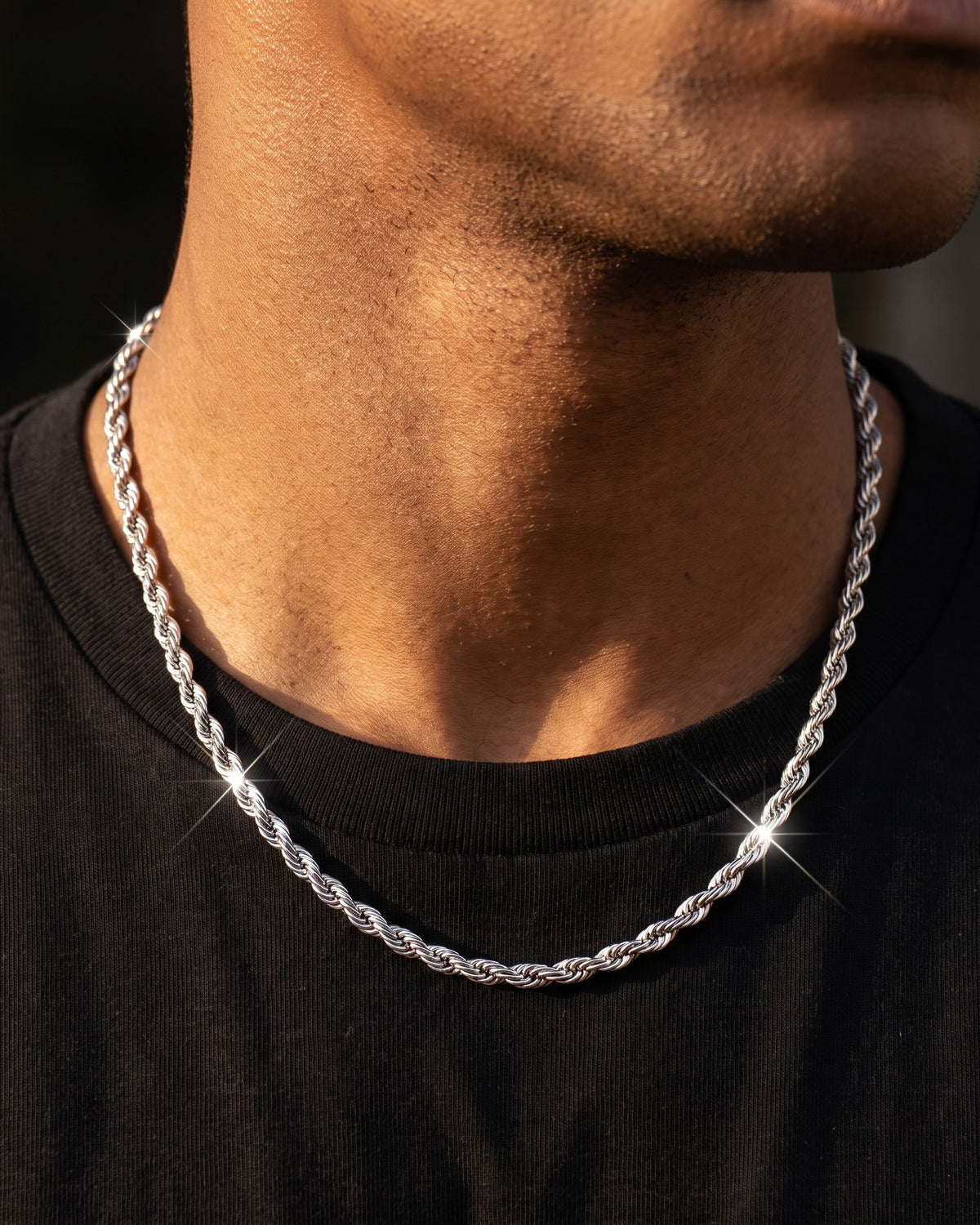 Rope Chain 3mm White worn