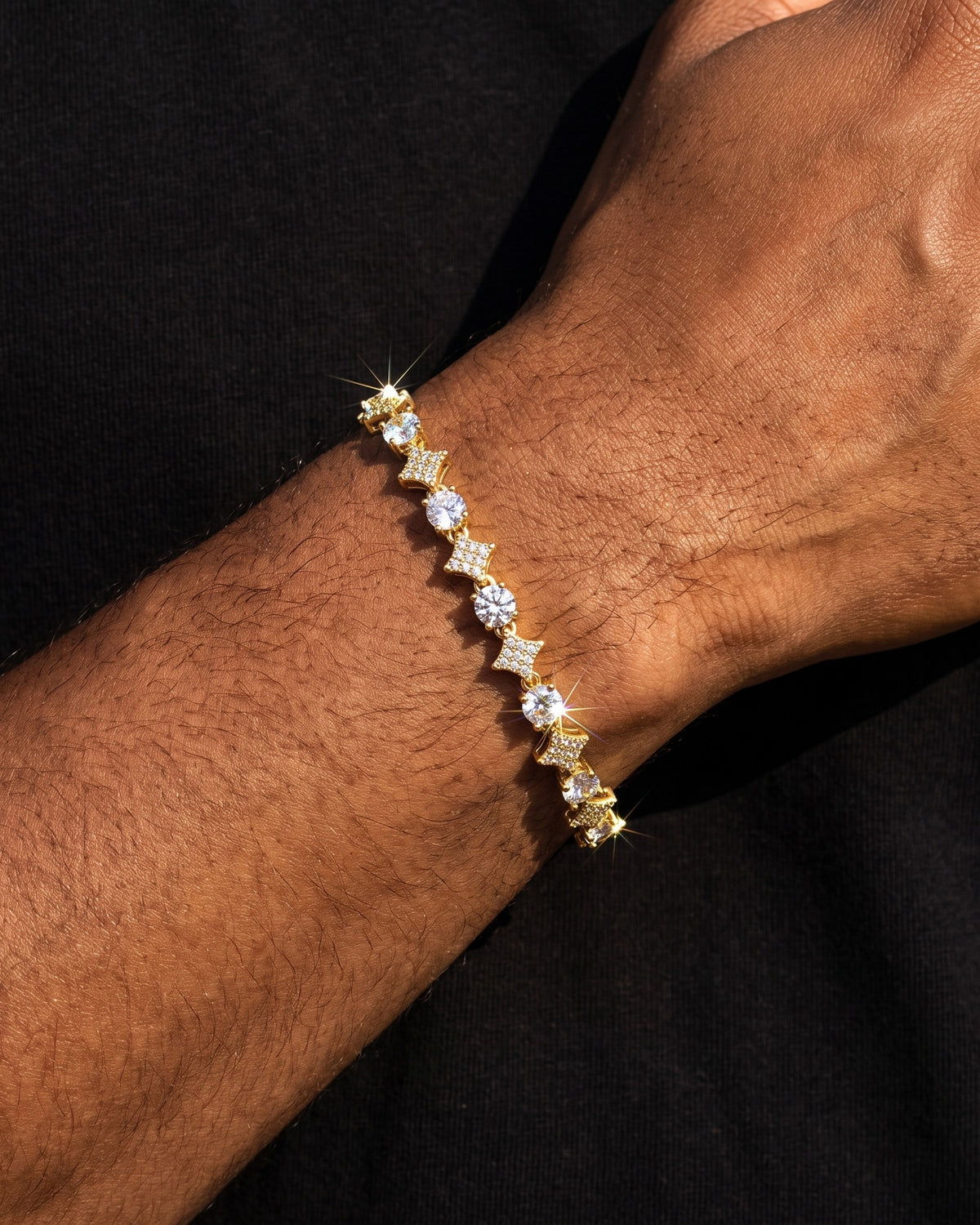Star Tennis Bracelet 4mm Gold worn
