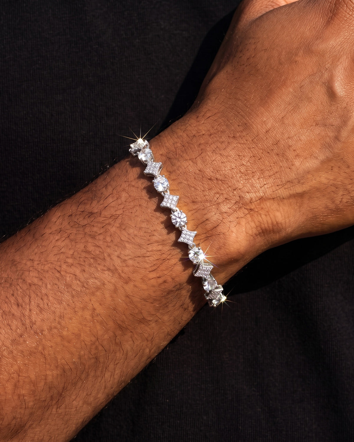Star Tennis Bracelet 4mm White worn