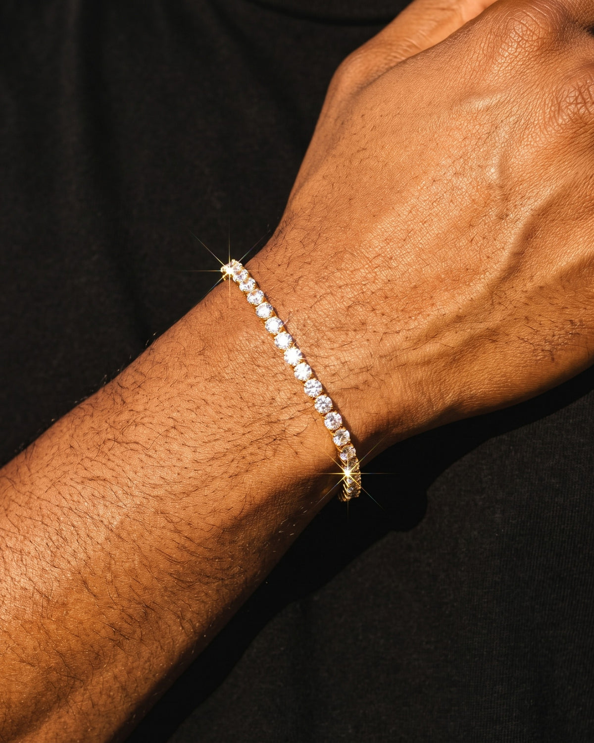 Tennis Bracelet 3mm Gold worn