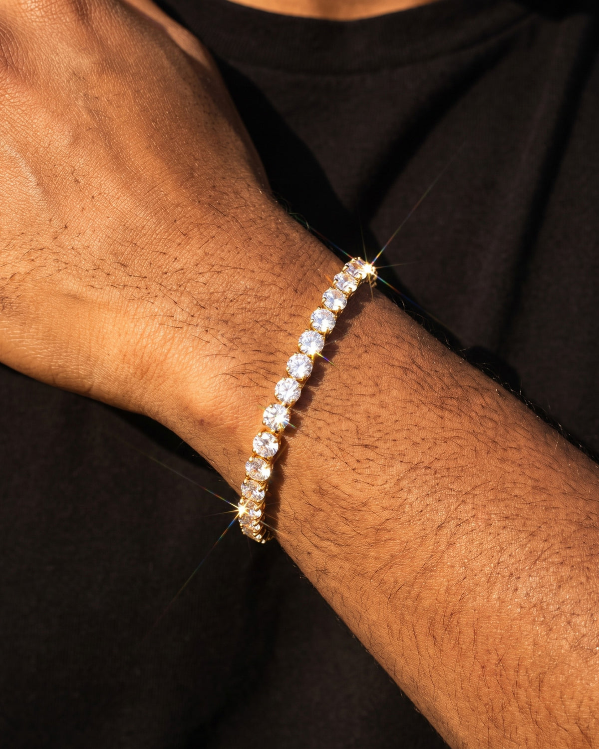 Tennis Bracelet 5mm Gold worn
