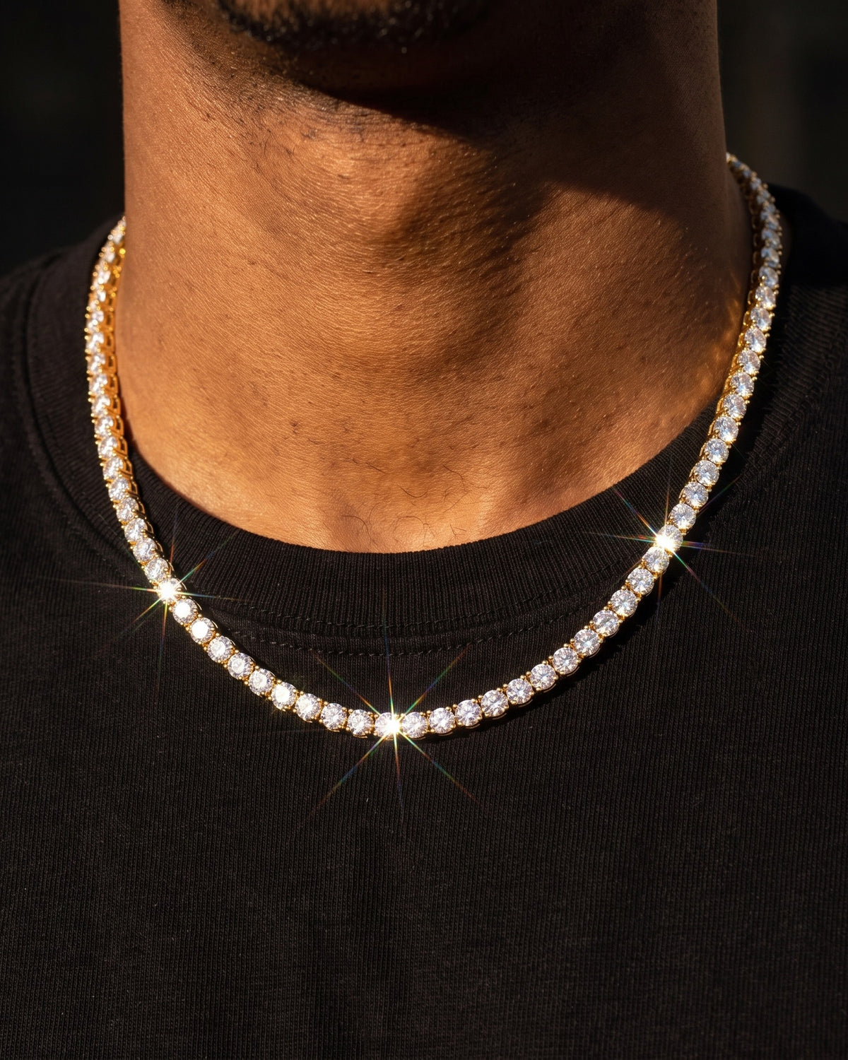 Tennis Chain 3mm Gold worn