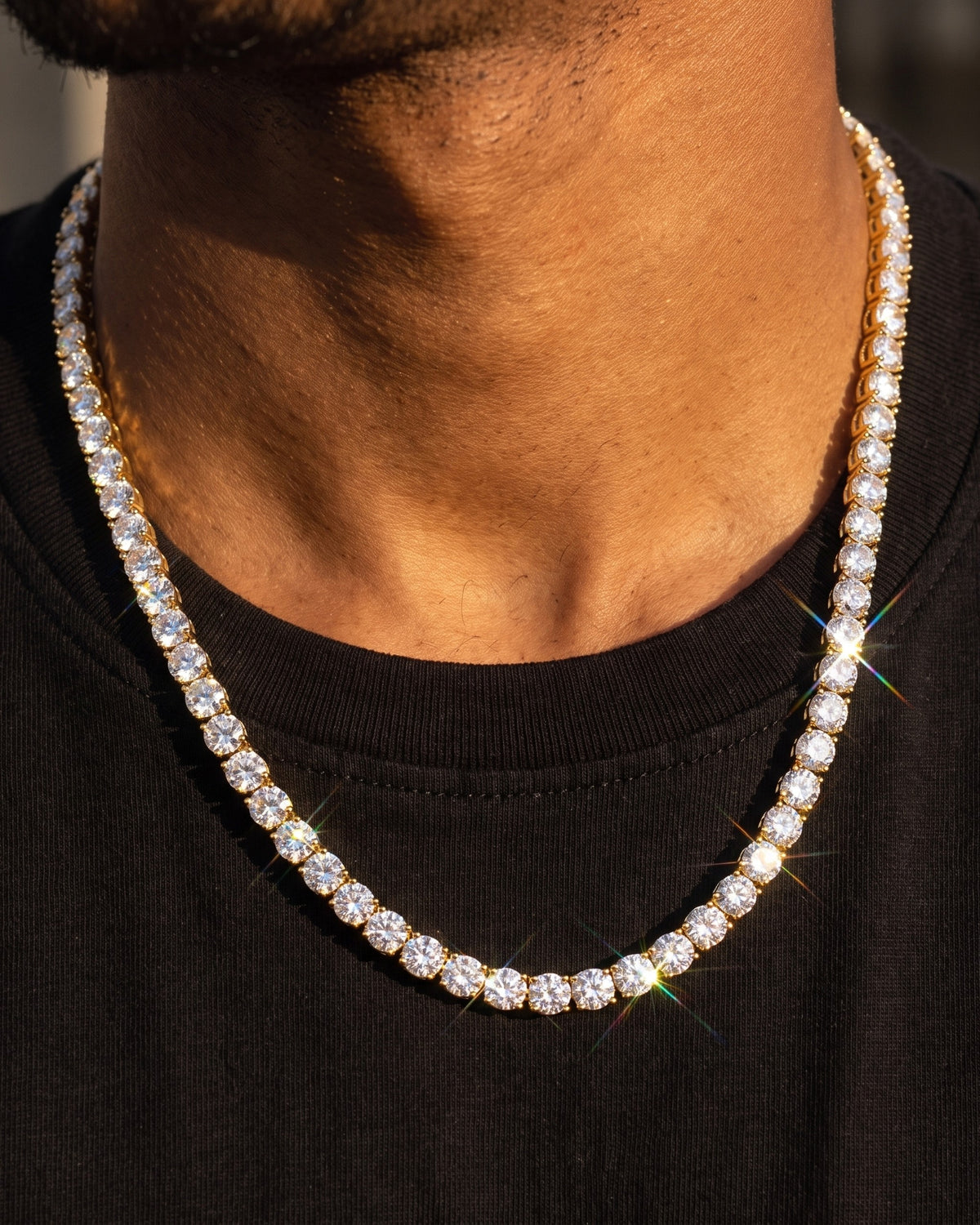 Tennis Chain 4mm Gold worn