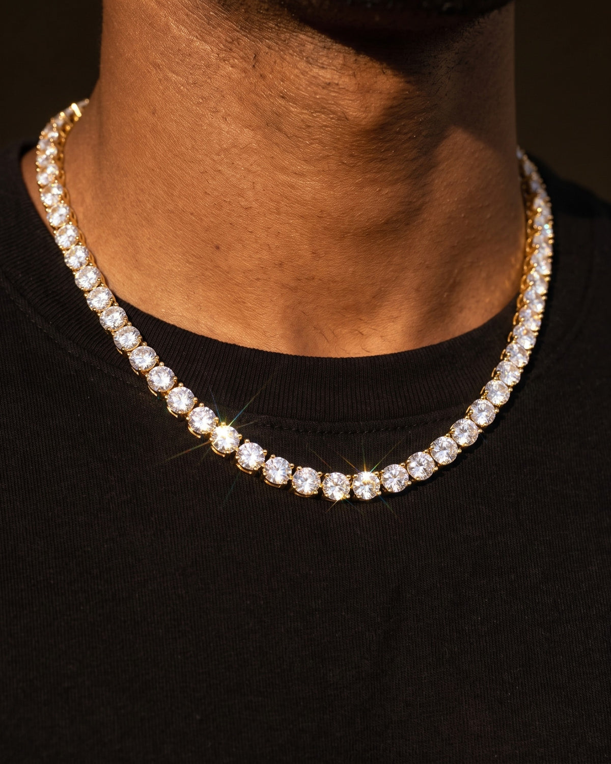Tennis Chain 6mm Gold worn