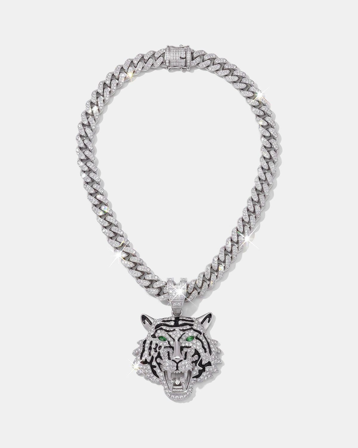 Tiger Pendant Cuban Chain White product