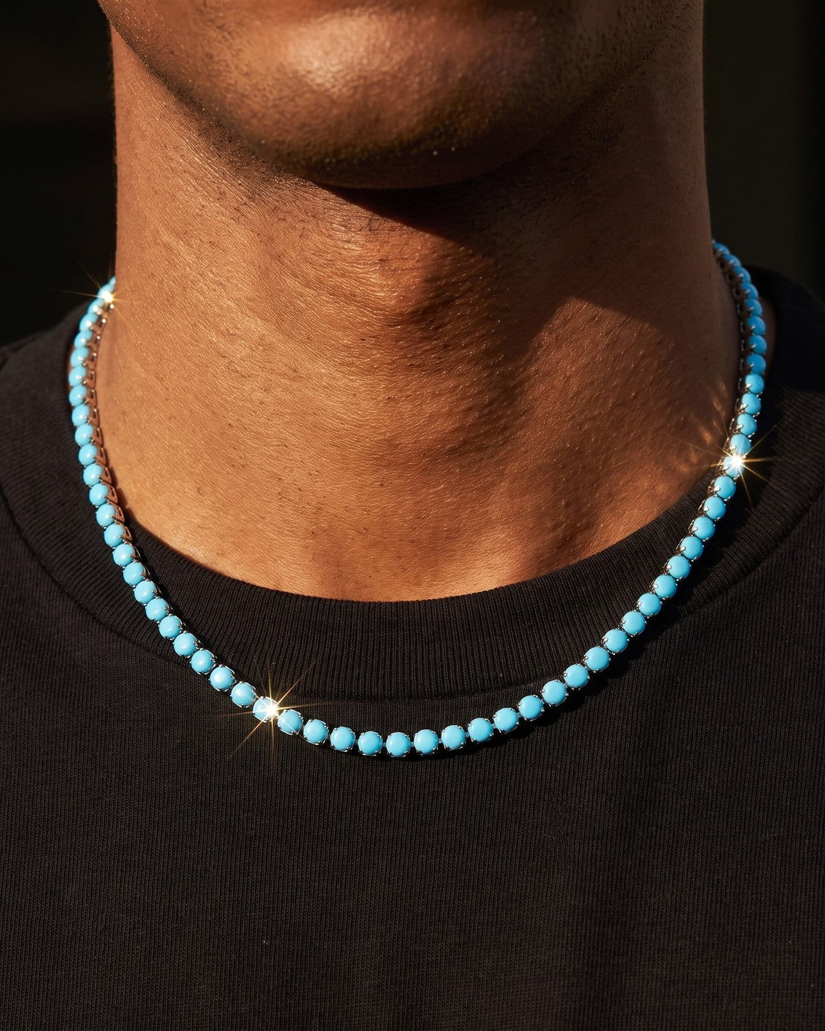 Turquoise Tennis Chain 3mm White worn